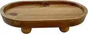 ａ aternee Mini Wood Riser Tray for Display Candle Stand Display Riser Wooden Pedestal for Counter Tabletop Centerpieces Vanity Decor, Oval 11.8x19.8x4.3cm