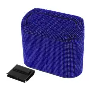 Car Trash Can Rhinestones Hanging Car Door ABS Trash Bin Blue Black 1 Pcs
