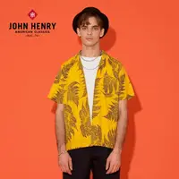 在飛比找momo購物網優惠-【JOHN HENRY】漸層針葉古巴領襯衫-黃