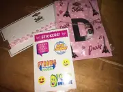 Justice Paris Initial D Glitter Sand Bottle Jewelry Choker Sticker Lot Easter
