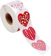 KICHOUSE 1 Roll Heart Shape Adhesive Labels of Valentine's Day Sealing Stickers for Crafts Envelopes and Decorations Cute Designs Easy to Use