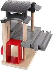 FELTECHELECTR Wooden Train Track Connector Educational Wooden Train Station for Boys and Girls Playset Station Tracks