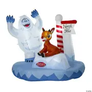 Blow-Up Abominable Snowman and Rudolph® 5 Ft Inflatable Christmas Tree Wrap