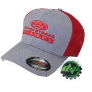 Red ford powerstroke flexfit fitted trucker ball cap hat back diesel gear OSFA