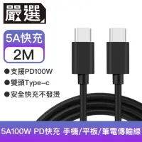 在飛比找momo購物網優惠-【嚴選】Type-c雙頭5A100W PD快充線 手機/平板