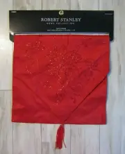 Robert Stanley Home for Christmas Red Floral Sequin Table Runner 72" x 14" NWT