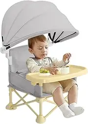 Lmyit Travel Booster Seat for Table, Booster Dining Seat, Portable Children's Booster Dining Chair h Removable Tray, Sunshade for Travel, Beach, Camping Chair