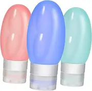 SHERCHPRY 3 Pcs Squeeze Travel Bottles Refillable Dispenser Containers for Shampoo Conditioner Lotion Facial Cleanser Leakproof Travel Toiletry Bottles