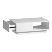 Coffee Table LED Lights High Gloss Storage Drawer Modern Furniture White