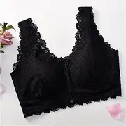 [ANTIY] Front Closure Everyday Bra for Mastectomy Women Breast Prosthesis Wireless Post Op Pockets Bras with Removable Pads (Color : Black, Size : M/Medium)