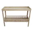 Bahama 108x84cm Bamboo Console Table w/ Glass Top Rectangle Furniture Med Wash