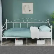 Twin Size Daybed Frame, White Metal Daybed Frame with Headboard, Mattress Pla...