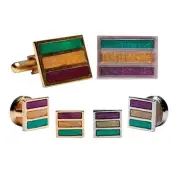 Mardi Gras Colored Stripes Cufflinks & Studs