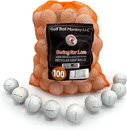 [Golf Ball Monkey] Cheap Recycled Mix of 100 White for Titleist Pro V1 and Pro V1X - 3A/4A Good and Near Mint Conditions - Recycled Golf Balls w/Mesh Bag for Men and Women