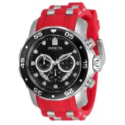 Invicta Men's Watch Pro Diver Chronograph Black Dial Silver and Red Strap 34009