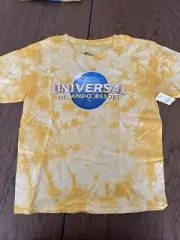 Universal Studios Globe T Shirt Youth Large Yellow Tie Dye Logo Short Sleeve