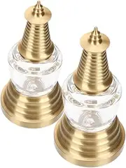 ULTECHNOVO 2pcs Brass Pagoda Tower Statue Openable Pagoda DIY Buddhism Temple Decoration for Office Home Desktop Car Pendant Ornaments