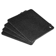 Silicone Trivet Mats 4pcs, Hot Pads Pot Holder for Countertop-Black