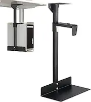 Heavy Duty Adjustable Under-Desk Pc Mount Computer Case Holder Under Desk Pc Mount, Medium-Large Computer Case CPU Stand Holder with Secure Locking, Holds Up to 15kg, Black Pc Mount for Under-Desk