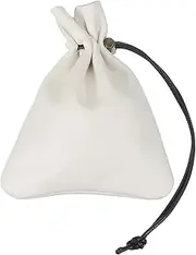 [uxcell] 1 Pcs Drawstring Bag, Leather Coin Purse, Change Purse for Women, Men's Leather Bag, for Jewelry, Keys, Coin Storage(White)