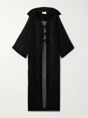 [Lisa Marie Fernandez] Lisa Marie Fernandez - Hooded Crinkled Linen-blend Gauze Kaftan - Black - 4 4 Black