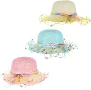 [WOFASHPURET] 3pcs Sunscreen Hat Versatile Wide Rim Outdoor Cap Durable Straw Weaving Design for Beach Camping More Blocks Sunlight for Summer Adventures