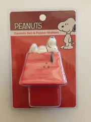 Peanuts Ceramic Salt & Pepper Shakers Featuring Snoopy On Top Of Dog House-NEW