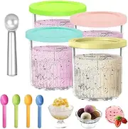 [LUFEIS] Creami Containers, Pack of 4, 800 ml Creami Pints and Lid, BPA-Free, Ice Cream Container for Ice Cream with Spoon, Creami Deluxe Container for Ninja NC501 NC500 Series, Dishwasher Safe