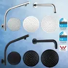 ACA Black / Chrome 8/10/12" Round Shower Head Gooseneck Extension Wall Arm WELS