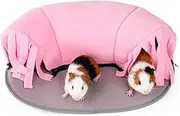 ONEJU Guinea Pig Tunnel, Pure Pink and Grey, Fleece Forest Entrance, Tunnel for Guinea Pig, Hamster and Other Small Pets, Zip Design for Use and Storage
