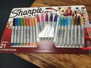 21 Pack Count Sharpie Permanent Markers Fine / Ultra Fine Point Assorted Colors