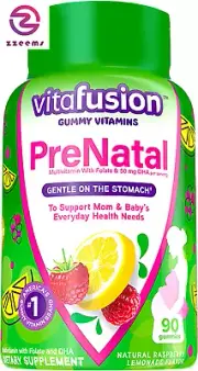 Prenatal Gummy Vitamins, Raspberry Lemonade Flavored, Pregnancy Vitamins for Wom