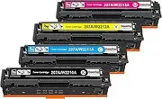 HenceBuy 207A 207X Toner Cartridge for HP Color Laserjet Pro MFP M283fdw M283fdn M255dw M255nw M282nw W2210A W2211A W2212A W2213A 4 Pack (Black, Cyan, Yellow, Magenta, with Chip)