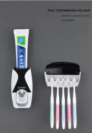 Wall Mounted Automatic Toothpaste Dispenser Toothbrush Holder Kit Dust Proof