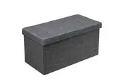 Giantex 80cm Folding Storage Ottoman Blanket Box Shoe Bench Oxford Fabric Bedroom Hallway Entryway, Dark Grey