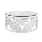SEVILLE LEAF TABLE WHITE with Glass Top 80x35