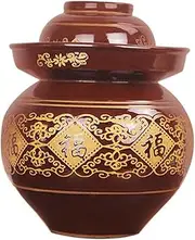 Large Ceramic Pickle Jar with Lids,Traditional Chinese Porcelain Pickle Jar,Ceramic Fermentation Crock with Water Seal Airlock Lid,Sauerkraut Crock for Pickling Pick -6Kg