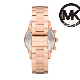 【Michael Kors 官方直營】Ritz 奢華鑲鑽三眼計時女錶 玫瑰金色不鏽鋼鍊帶 手錶 37MM MK7302