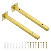 Floating Shelf Bracket,2Pack 12" Iron Hidden Wall Mounted Shelf Supports(Gold)