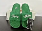 Nike x Stussy Benassi Slides Sandals Pine Mens Size US4 Green/Sail DC5239-300