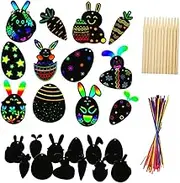 SUPVOX 1 Set Rainbow Scratch Paper Art for Scratch Cards Styluses Ribbons for Easter Crafts Creative Play Party Favors