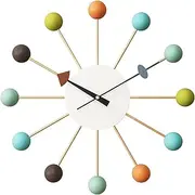 [SHISEDECO] Mid Century Quartz Wall Ball Clock Multicolor Large Size, Decorative Modern Silent Creative Fashion Hanging Decoration for Home, Kitchen, Living Room, Office, Bedroom etc.