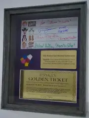 WILLY WONKA EVERLASTING GOBSTOPPER SHADOWBOX, AUTOGRAPHED, SIGNED BY FOUR!