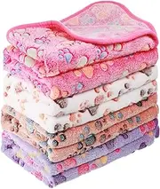 Tatuo 4 Pcs Dog Blanket for Pet Puppy Teething Toys Paw Print Fleece Blanket for Pet Cat Soft Warm Sleep Mat Guinea Pig Cage Mat(X-Large(41 x 30 Inch),White, Coffee, Pink, Purple)