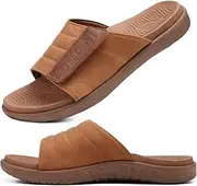 [ONCAI] Mens Sandals Adjustable Straps Orthotic Plantar Fasciitis Open Toe Athletic Sport Slides with Soft Comfy Arch Support Footbed Size 7.5-15