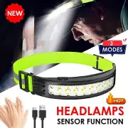 LED Headlamp USB Rechargeable Headlight Head Torch Lamp Flashlight COB Camping