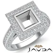 Diamond Engagement Ring 18k White Gold Princess Shape SemiMount Halo Setting 2.1