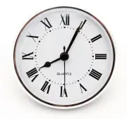 3 1/2" Quartz Clock Insert Fit Up Movement 90 mm White Roman Silver SWR3.5