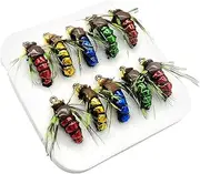 Fly Popper for Bar, Fly Fishing Kit | 10 Assorted Dry , Exquisite Fly Fishing Lures Kit for Saltwater and Freshwater Fishing Lovers