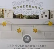 Wondershop Xmas 2024 2 Sets (30 lights 14' total) Xmas LED Gold Snowflake String